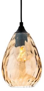Firstlight 6848AM Soho Ceiling Pendant Light In Matt Black with Amber Decorative Glass