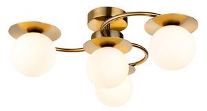 Firstlight 6902BB Jules 4 Light Flush Ceiling Light In Brushed Brass With Opal White Glass