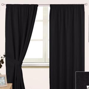 Black Pencil Pleat Blackout Curtain Pair, 66 x 54"