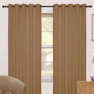 Homescapes Latte Thermal Blackout Eyelet Curtain Pair, 90 x 90"