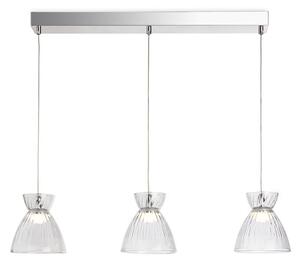 Firstlight 6841CHCL Royale LED 3 Light Bar Ceiling Light In Chrome With Clear Ribbed Glass