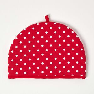 Homescapes Tea Cosy Double Design Polka Dots Red Teapot Warmer