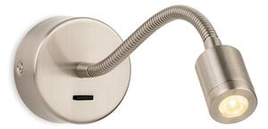 Firstlight 6867BS Spring LED Switched Wall Light In Brushed Steel Finish