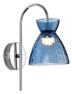 Firstlight 6843CHBL Royale LED Wall Light In Chrome With Blue Dimpled Glass