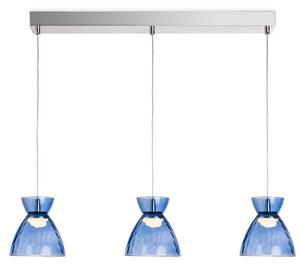 Firstlight 6841CHBL Royale LED 3 Light Bar Ceiling Light In Chrome With Blue Dimpled Glass