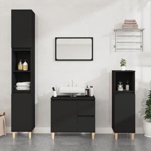 Bathroom Cabinet Black 30x30x190 cm Engineered Wood