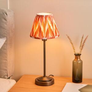 Endon 120755 Rise Table Lamp In Dark Antique Bronze With Apricot Orange Zigzag Shade