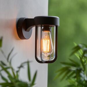 Endon 118758 Lucca Outdoor Wall Light In Textured Black Finish With Clear Glass Shade