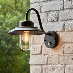 Endon 120556 Thornton PIR Outdoor Wall Light In Matt Black Finish With Clear Glass