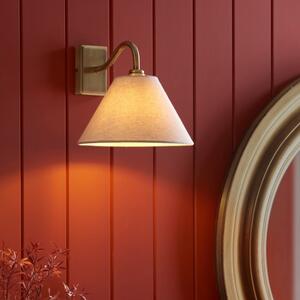 Endon 116911 Knole Wall Light In Antique Brass Finish With Natural Linen Shade