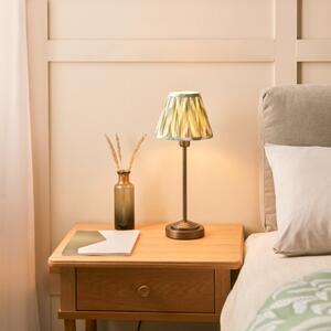 Endon 120756 Rise Table Lamp In Dark Antique Bronze With Cotswold Green Zigzag Shade