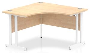 Impulse Corner Computer Desk In Maple And White Cantilever Leg