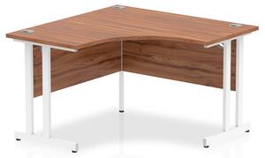 Impulse Corner Computer Desk In Walnut And White Cantilever Leg