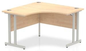 Impulse Corner Computer Desk In Maple And Silver Cantilever Leg