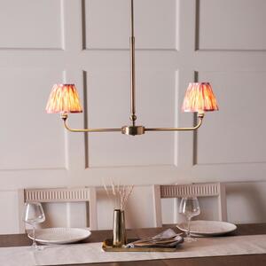 Endon 118077 Lille 2 Light Linear Ceiling Pendant Light In Antique Brass With Coral Pink Shades
