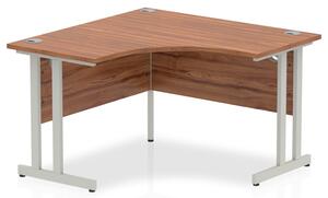Impulse Corner Computer Desk In Walnut And Silver Cantilever Leg