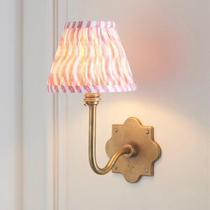 Endon 113733 Anvil Swan Wall Light In Antique Brass Finish With Coral Pink Ripple Shade