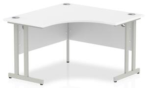 Impulse Corner Computer Desk In White And Silver Cantilever Leg