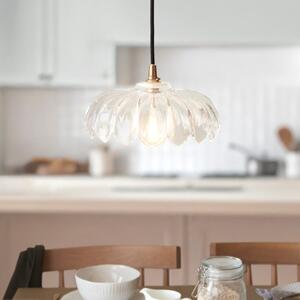 Endon 120752 Eltham Ceiling Pendant Light With Black Braided Cable And Camellia Glass Shade