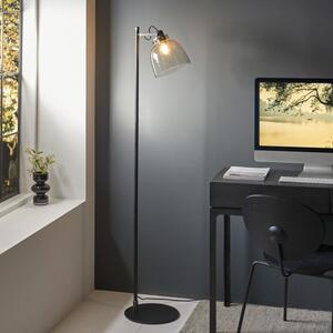 Endon 107013 Urban Task Floor Lamp In Black Chrome With Smokey Grey Tinted Glass