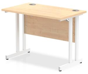 Impulse 600mm Computer Desk In Maple And White Cantilever Leg