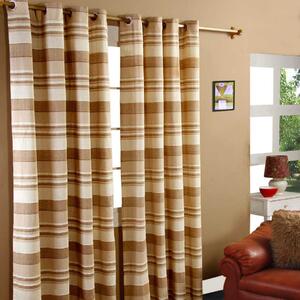 Homescapes Cotton Morocco Striped Beige Curtain Pair, 54 x 54" Drop