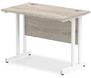 Impulse 600mm Computer Desk In Grey And White Cantilever Leg