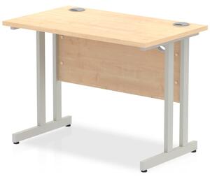 Impulse 600mm Computer Desk In Maple And Silver Cantilever Leg
