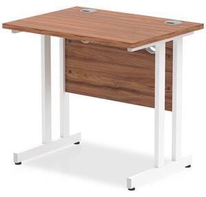 Impels 800mm Computer Desk In Walnut And White Cantilever Leg