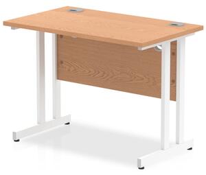 Impulse 600mm Computer Desk In Oak And White Cantilever Leg