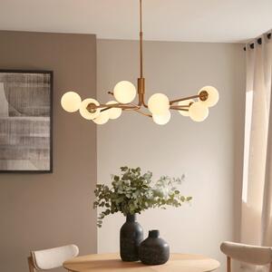 Endon 118652 Aaron 10 Light Ceiling Pendant Light In Brushed Aged Brass With Matt Opal Glass