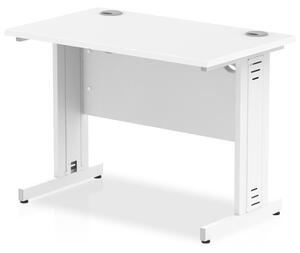 Impulse 800mm Computer Desk In White And White Managed Leg