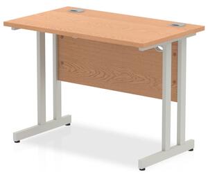 Impulse 600mm Computer Desk In Oak And Silver Cantilever Leg