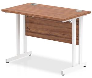 Impulse 600mm Computer Desk In Walnut And White Cantilever Leg