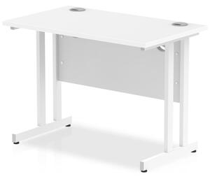 Impulse 600mm Computer Desk In White And White Cantilever Leg