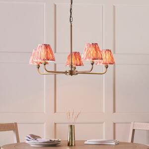 Endon 118045 Lille 5 Light Ceiling Pendant Light In Antique Brass With Coral Pink Shades