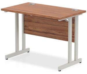 Impulse 600mm Computer Desk In Walnut And Silver Cantilever Leg