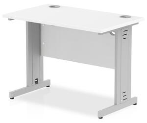 Impulse 800mm Computer Desk In White And Silver Managed Leg