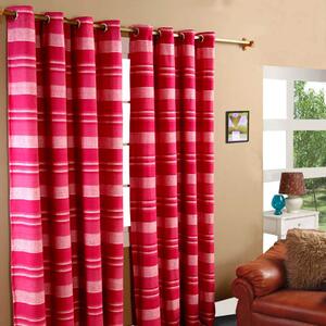 Homescapes Cotton Morocco Striped Pink Curtain Pair, 46 x 54" Drop