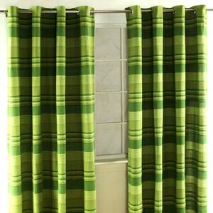 Homescapes Cotton Morocco Striped Green Curtain Pair, 54 x 54" Drop