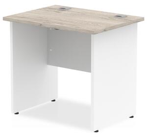 Impels 800mm Computer Desk In Grey Oak And White Panel End Leg