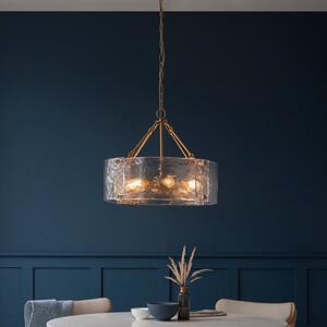Endon 118584 Keller 6 Light Ceiling Pendant Light In Brushed Aged Brass With Textured Glass