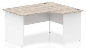 Isle 140cm Grey Oak Right Computer Desk With White Panel End Leg