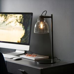 Endon 107012 Urban Task Table Lamp In Black Chrome With Smokey Grey Tinted Glass