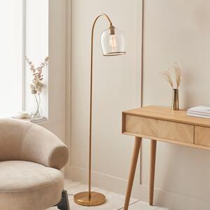 Endon 120620 Ashcroft Floor Lamp In Brushed Aged Brass With Clear Glass