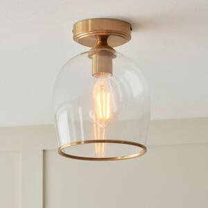 Endon 120622 Ashcroft Flush Ceiling Light In Brushed Aged Brass With Clear Glass