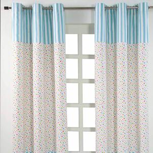 Cotton Multi Stars Ready Made Eyelet Curtain Pair, 117 x 137 cm Drop