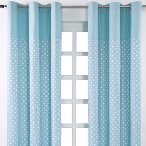 Cotton Stars Blue Ready Made Eyelet Curtain Pair, 117 x 137 cm Drop