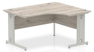 Isle 140cm Grey Right Computer Desk With Silver Managed Leg