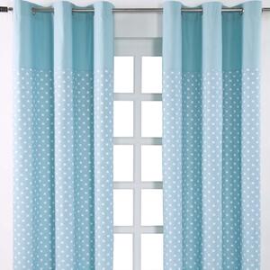 Cotton Stars Blue Ready Made Eyelet Curtain Pair, 137 x 182 cm Drop